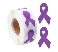 WANDIC ruban violet autocollants promotionnels, 500pcs lavande Ribbon forme autocollants promotionnels pour la promotion de la maladie d'Alzheimer, cancer du pancréas
