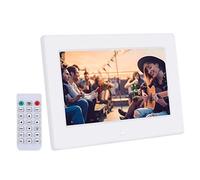 Wandisy Cadeau de Juillet 7 Pouces Cadre Photo numérique, 1024 * 600HD Cadre Photo numérique Lecteur de réveil Album télécommande(Blanc EU)