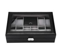 Wandisy de Juillet Multifonctionnel 8 emplacements + 2 grilles, vitrine de Montre, boîte de Rangement pour boîte de Rangement pour Bijoux en Anneau, avec Dessus en Verre, Lunettes de Sol