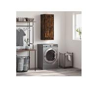 Wandkast 34,5x34x90 cm bewerkt hout gerookt eikenkleurig830513