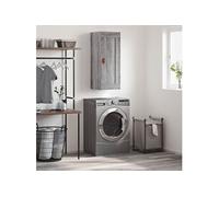 Wandkast 34,5x34x90 cm bewerkt hout grijs sonoma eikenkleurig830482