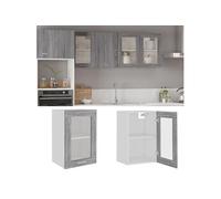 vidaXL Wandkast 40x31x60 cm glas en bewerkt hout grijs sonoma eiken826346 Gris G