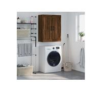vidaXL Armoire murale Placard suspendu 3 compartiments poignées Chêne marron