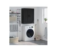 vidaXL Armoire murale 69,5x34x90 cm noir bois d'ingénierie 3 compartiments avec poignées