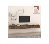 Wandkasten 2 st 102x30x20 bewerkt hout gerookt eikenkleurig3115905