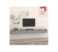 Vidaxl Armoires Murales 2pcs Sonoma Gris 102x30x20cm Bois D'ingénierie Marron