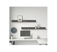 vidaXL Wandkasten 2 st 110x11x9 cm massief grenenhout grijs823611 Gris G