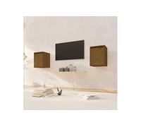 Wandkasten 2 st 30x30x40 cm massief grenenhout honingbruin813482