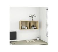 Armoires Murales Rangement Intérieur 2 pcs Chêne Sonoma Bois d’Ingénierie vidaXL