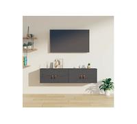 vidaXL Armoires murales 2 pcs Gris 60x30x30 cm Bois de pin massif