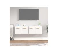 Vidaxl Armoires Murales 2 Pcs Blanc 60x36,5x35 Cm Bois D'ingénierie Multicolore