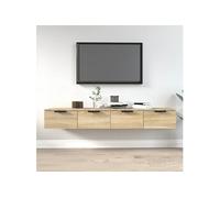 Vidaxl Armoires Murales 2pcs Chêne Sonoma 68x30x20cm Bois D'ingénierie Marron