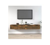 Vidaxl Armoires Murales 2 Pcs Chêne Fumé 68x30x20 Cm Bois D'ingénierie Marron