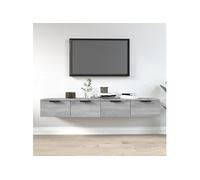Vidaxl Armoires Murales 2 Pcs Sonoma Gris 68x30x20 Cm Bois Ingénierie Marron