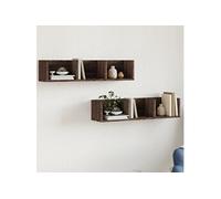 vidaXL Wandkasten 2 st 75x18x16,5 cm bewerkt hout bruin eikenkleur840442 Marron G