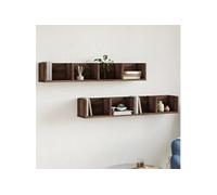 vidaXL Wandkasten 2 st 99x18x16,5 cm bewerkt hout bruin eikenkleur840456 Marron G