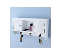 Armoire Murale Pour Clés Et Bijoux Avec Portes Et Crochets Blanc