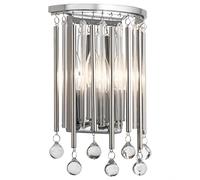 Wandleuchte Applique Murale Cristal H: 31,2 CM Chrome 2x E14 Couloir Salon Lampe