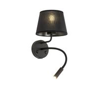Wandleuchte Col de Cygne USB Interrupteur Métal Tissu E27+G9 Noir