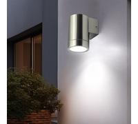 Wandleuchte Extérieure Mural IP44 Acier Inox Verre Argent LED 11,8 cm