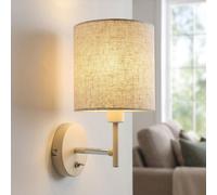 Wandleuchte Globo Lampe Murale Chambre Couleur Beige Tissu Liseuse H 26 cm