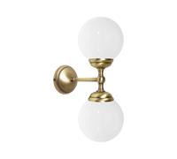 Wandleuchte Lampe Salle de Bain Bille H:36 CM Laiton Verre 2x E14 Blendarm Lampe