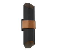Wandleuchte LED Extérieur Haut Bas 52 CM IP44 Noir Optique Bois Alu Lampe Mur