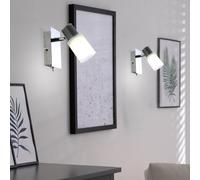 Applique murale LED liseuse chrome, avec spot mobile, optique albâtre, 5W 300lm 3200K, LxlxH 15,5x8x13 cm, lot de 2