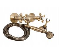 Wandmontierte Retro-Duscharmatur, antikes Messing, Stilo