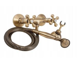 Wandmontierte Retro-Duscharmatur, antikes Messing, Stilo