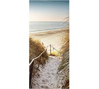 wandmotiv24 Papier Peint de Porte Chemin vers la Plage, Corde, mer, Dune, roseaux 70 x 200 cm (L x H) - autoadhésif Photo, Moderne M1301