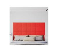 12x Panneaux Muraux Décoration de Salle d'Etude Revêtements Muraux Chambre à Coucher Salle de Séjour Rouge 30x30 cm Similicuir 1,08 m²