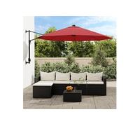 vidaXL Wandparasol met LEDs 290 cm felrood362895 Rouge G