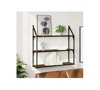 Vidaxl Étagère Murale 3 Niveaux Chêne Fumé 80x21x78,5 Cm Multicolore