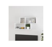 vidaXL Étagère Murale, Support Suspendu avec Rangement, Meuble Flottant Salon Salle de Séjour, Moderne, Blanc Brillant Bois d'Ingénierie 807166 Blanc