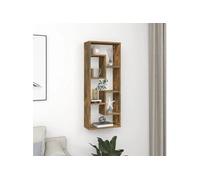 Wandschap 36x16x90 cm bewerkt hout gerookt eikenkleurig815846