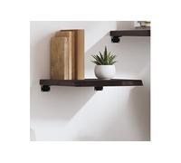 vidaXL Étagère Murale, Dessus de Table avec Bord Vivant, Tablette Suspendue Flottante, Rustique, Marron Foncé Bois Chêne Massif Traité