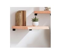 Etagère Murale, Dessus de Table avec Bord Vivant, Tablette Suspendue avec Rangement, Rustique, Bois de Chêne Massif non Traité