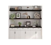 vidaXL Étagère Murale, Dessus de Table avec Bord Vivant, Tablette Suspendue Flottante, Rustique, Marron Foncé Bois Chêne Massif Traité