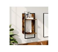 Vidaxl Étagère Murale Avec Barre Chêne Fumé 30x25x65 Cm