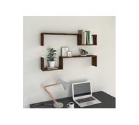 vidaXL Wandschappen 2 st 100x15x20 cm bewerkt hout gerookt eikenkleur815933 Brun G