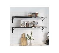 vidaXL Étagères murales 100 x 23,5 cm 2 pièces Noir Acier inoxydable