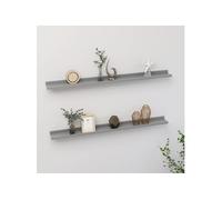 Wandschappen 2 st 100x9x3 cm grijs326672