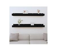 Wandschappen 2 st 110x12x9 cm massief grenenhout zwart823598