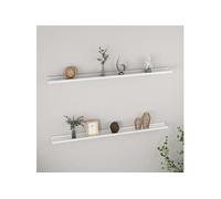 Vidaxl Étagères Murales 2 Pcs Blanc Brillant 115x9x3 Cm Blanc
