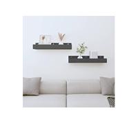 Vidaxl Étagères Murales 2 Pcs Gris 50x12x9 Cm Bois De Pin Massif Marron
