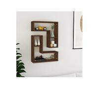 Wandschappen 2 st 50x15x50 cm bewerkt hout bruin eikenkleur826643