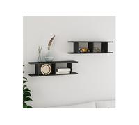 Wandschappen 2 st 75x18x20 cm bewerkt hout hoogglans grijs807195
