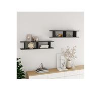 Wandschappen 2 st 90x18x20 cm bewerkt hout hoogglans grijs807204
