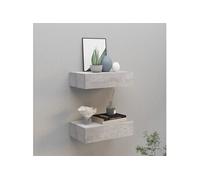 Vidaxl Étagères À Tiroir Murales 2 Pcs Gris Béton 40x23,5x10 Cm Mdf Gris